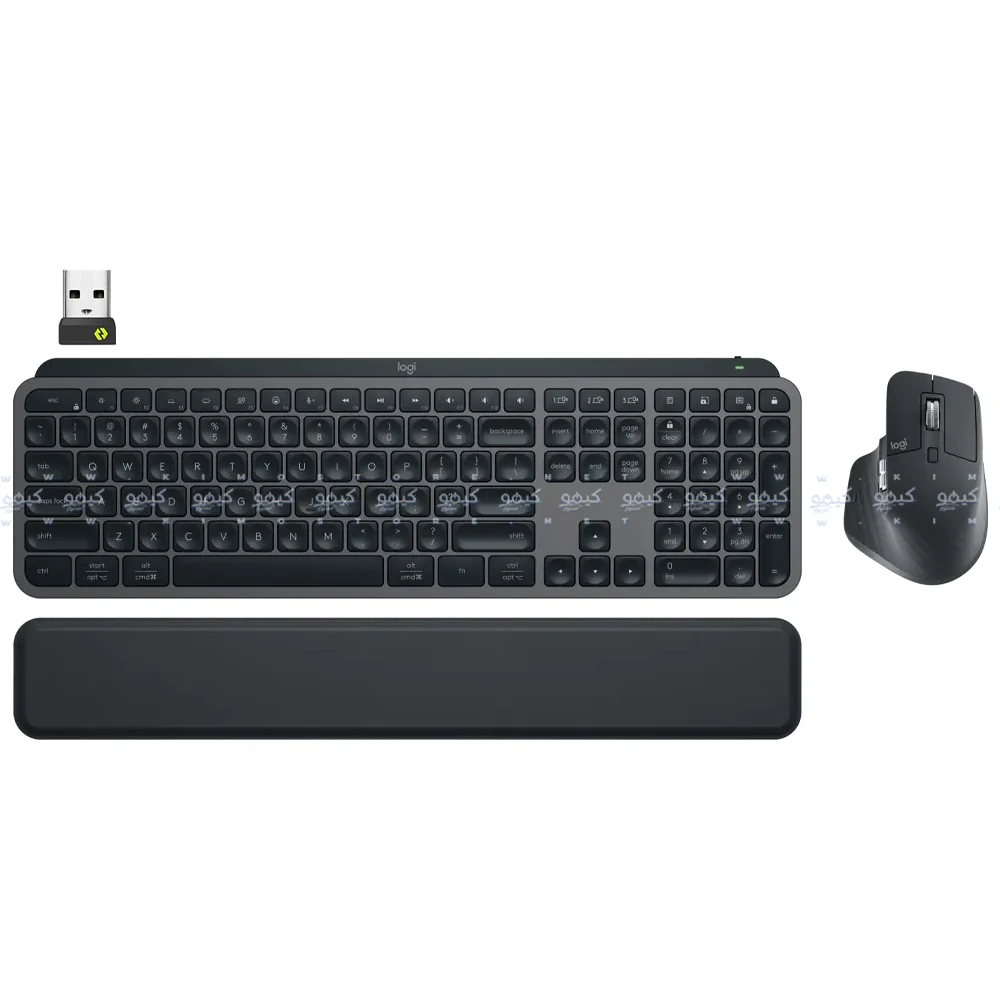 Logitech MX Keys S Dual Mode Bluetooth Wireless Keyboard + Mouse + Palm Rest Combo English & Arabic - Graphite