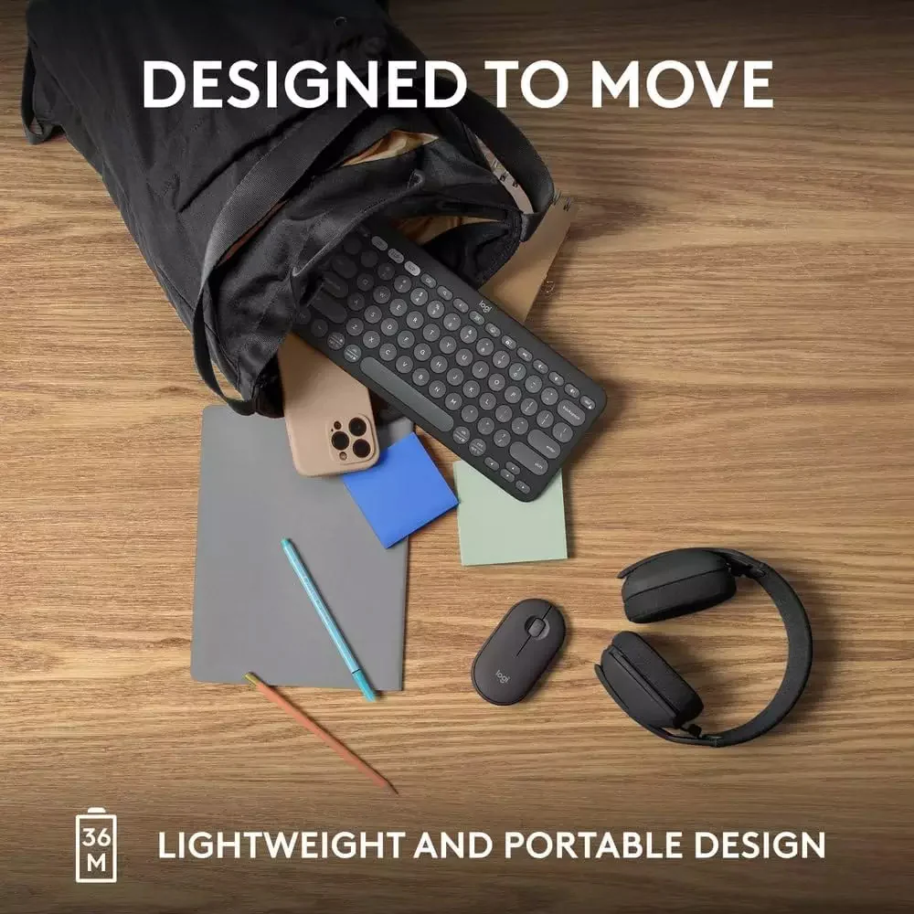 Logitech Pebble Keys 2 K380S Dual Mode Bluetooth Wireless Keyboard English & Arabic - Graphite - Image 10