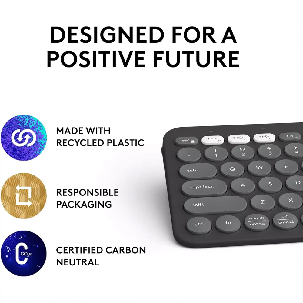 Logitech Pebble Keys 2 K380S Dual Mode Bluetooth Wireless Keyboard English & Arabic - Graphite - Image 5