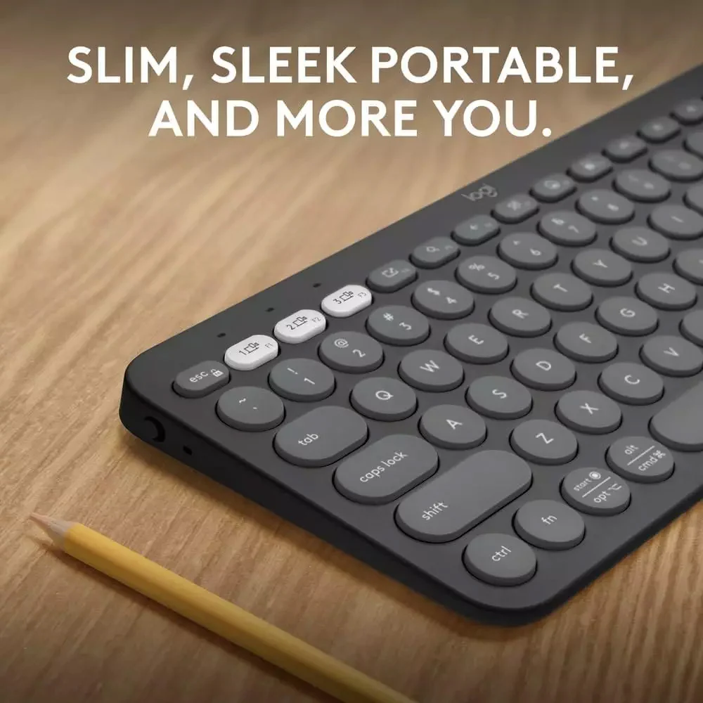 Logitech Pebble Keys 2 K380S Dual Mode Bluetooth Wireless Keyboard English & Arabic - Graphite - Image 7