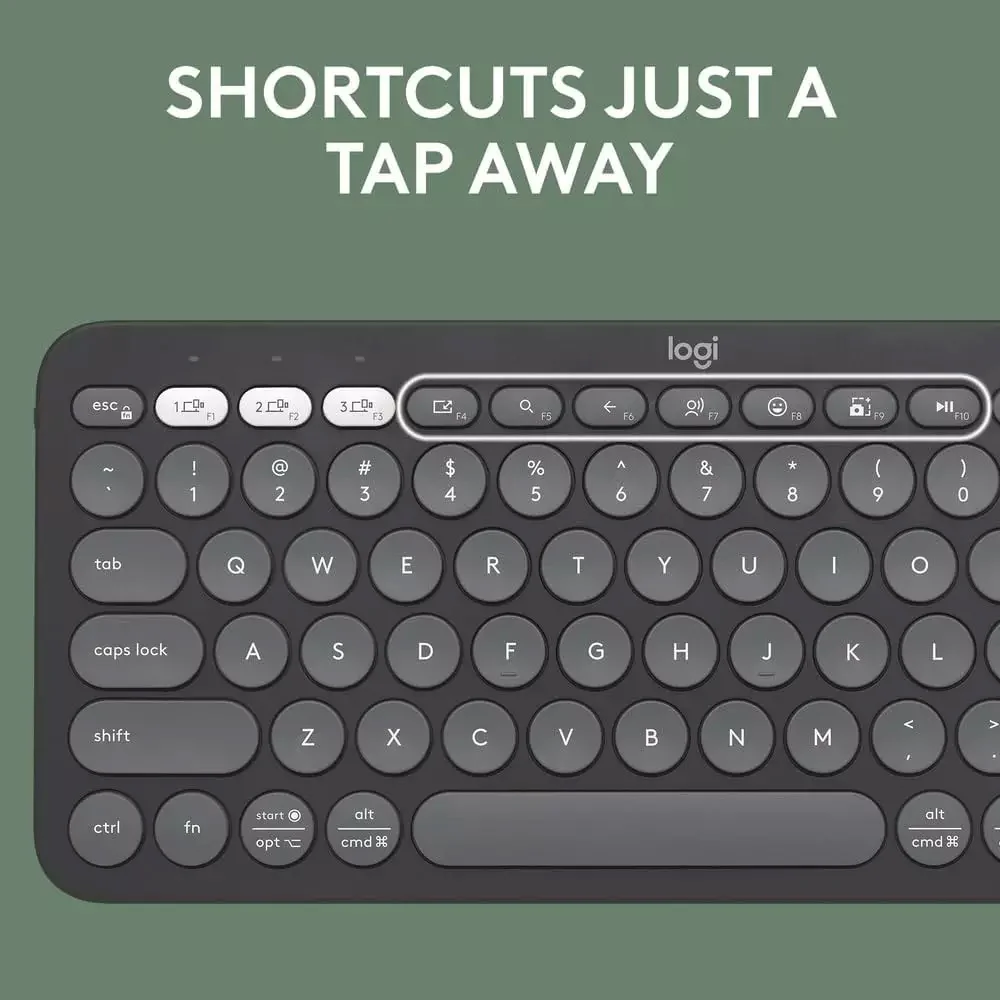 Logitech Pebble Keys 2 K380S Dual Mode Bluetooth Wireless Keyboard English & Arabic - Graphite - Image 8