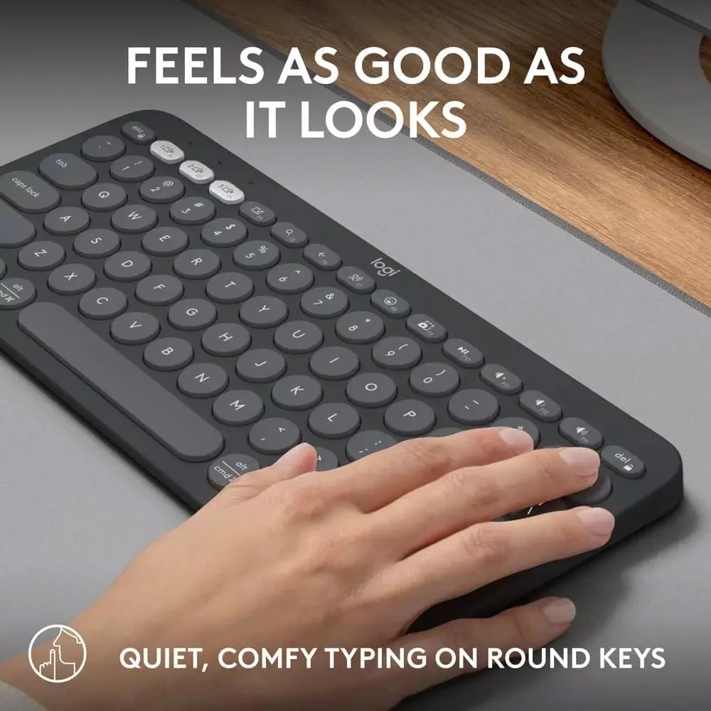 Logitech Pebble Keys 2 K380S Dual Mode Bluetooth Wireless Keyboard English & Arabic - Graphite - Image 9