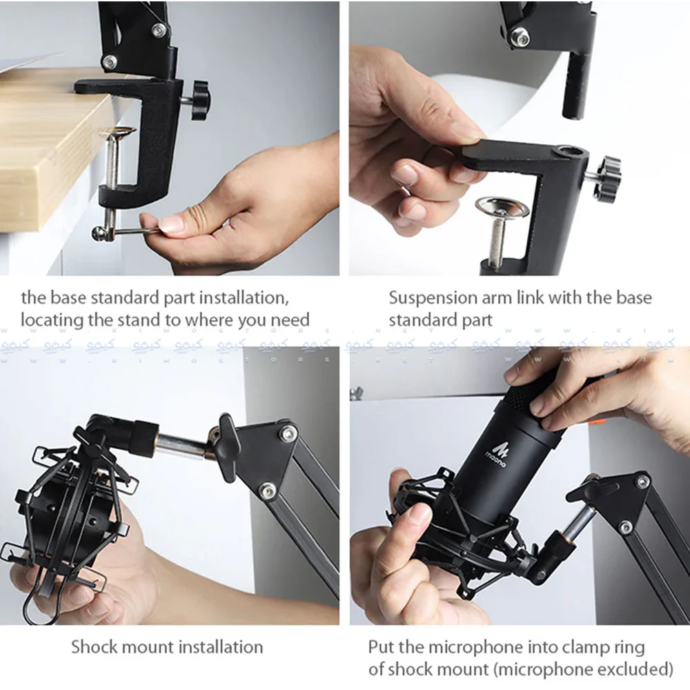 Maono BA20 Microphone Boom Arm Stand - Black - Image 13