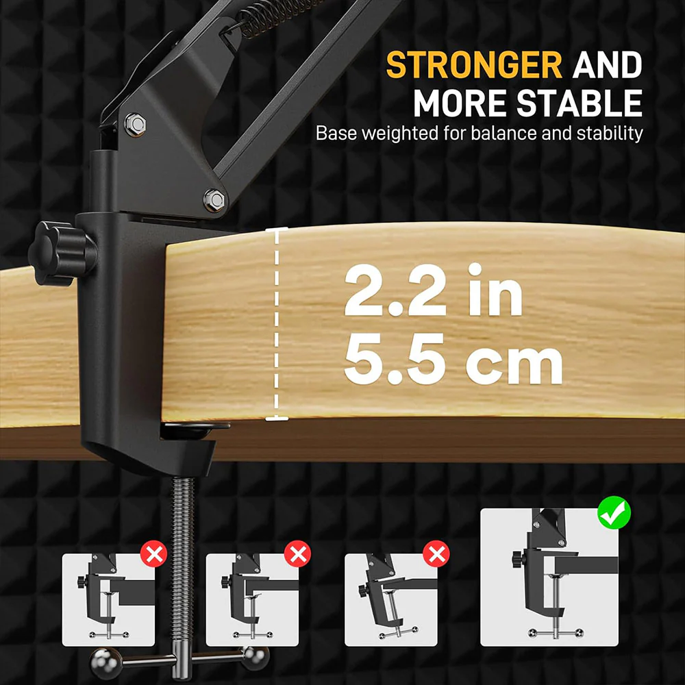 Maono BA20 Microphone Boom Arm Stand - Black - Image 8
