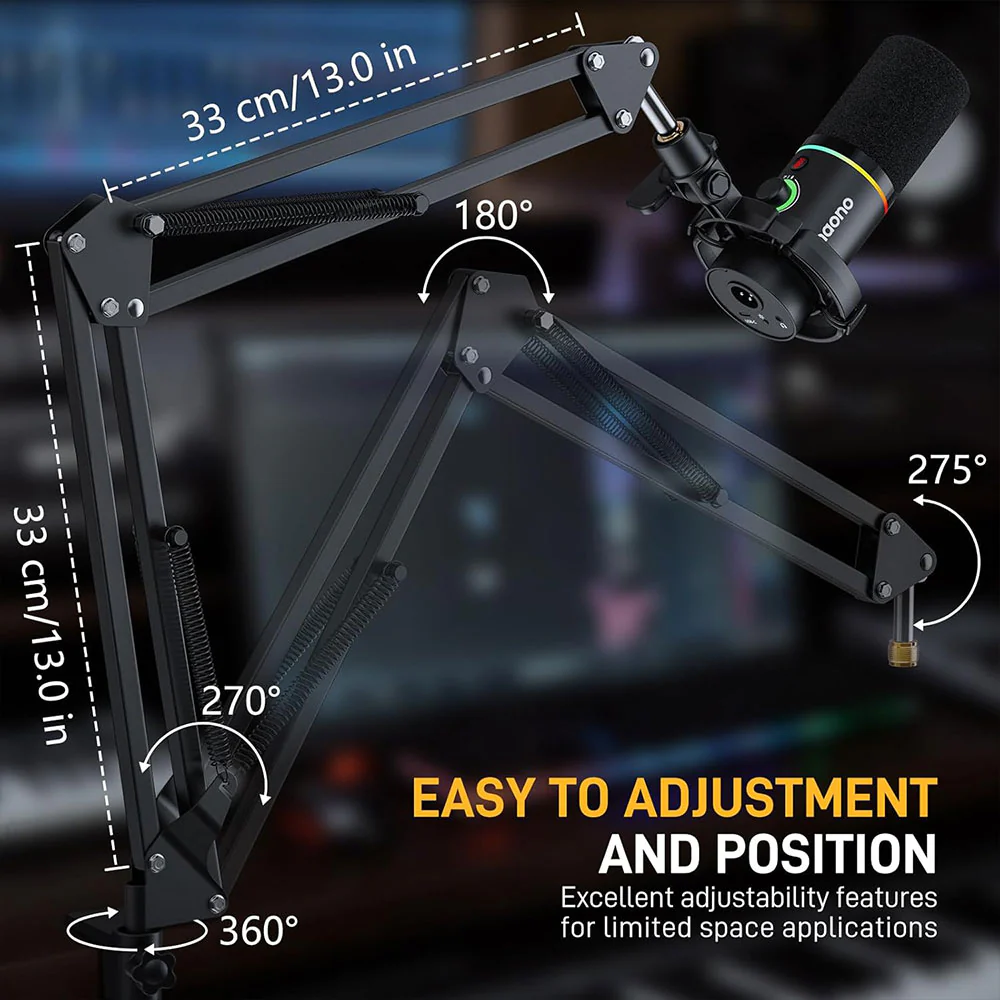 Maono BA20 Microphone Boom Arm Stand - Black - Image 9