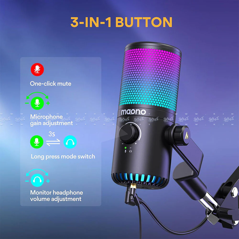 Maono DM30RGB USB Condenser RGB Gaming Wired Microphone Kit - Black - Image 5