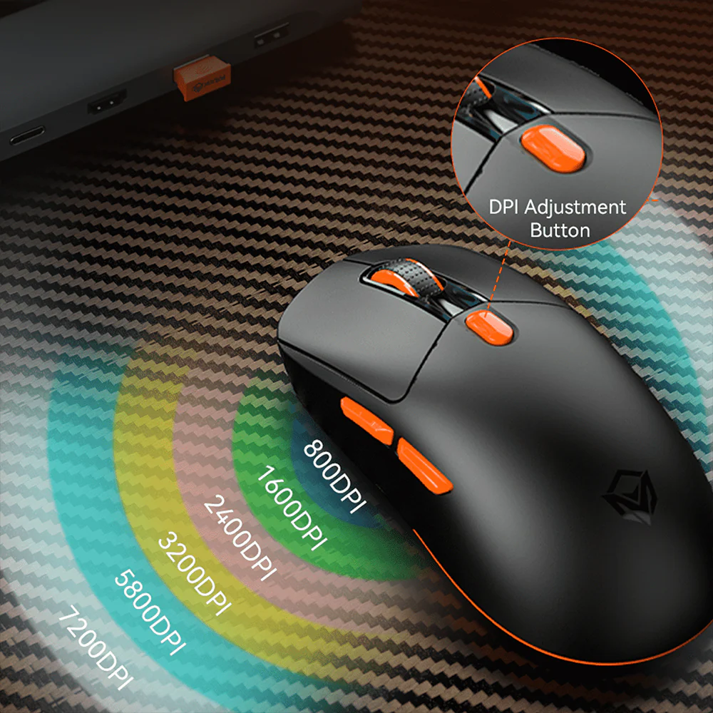 Meetion Air GW38 Triple-Mode Rechargeable Bluetooth Wireless & Wired RGB Gaming Mouse 8000Dpi with Magnetic Charging Dock - Black - Image 12