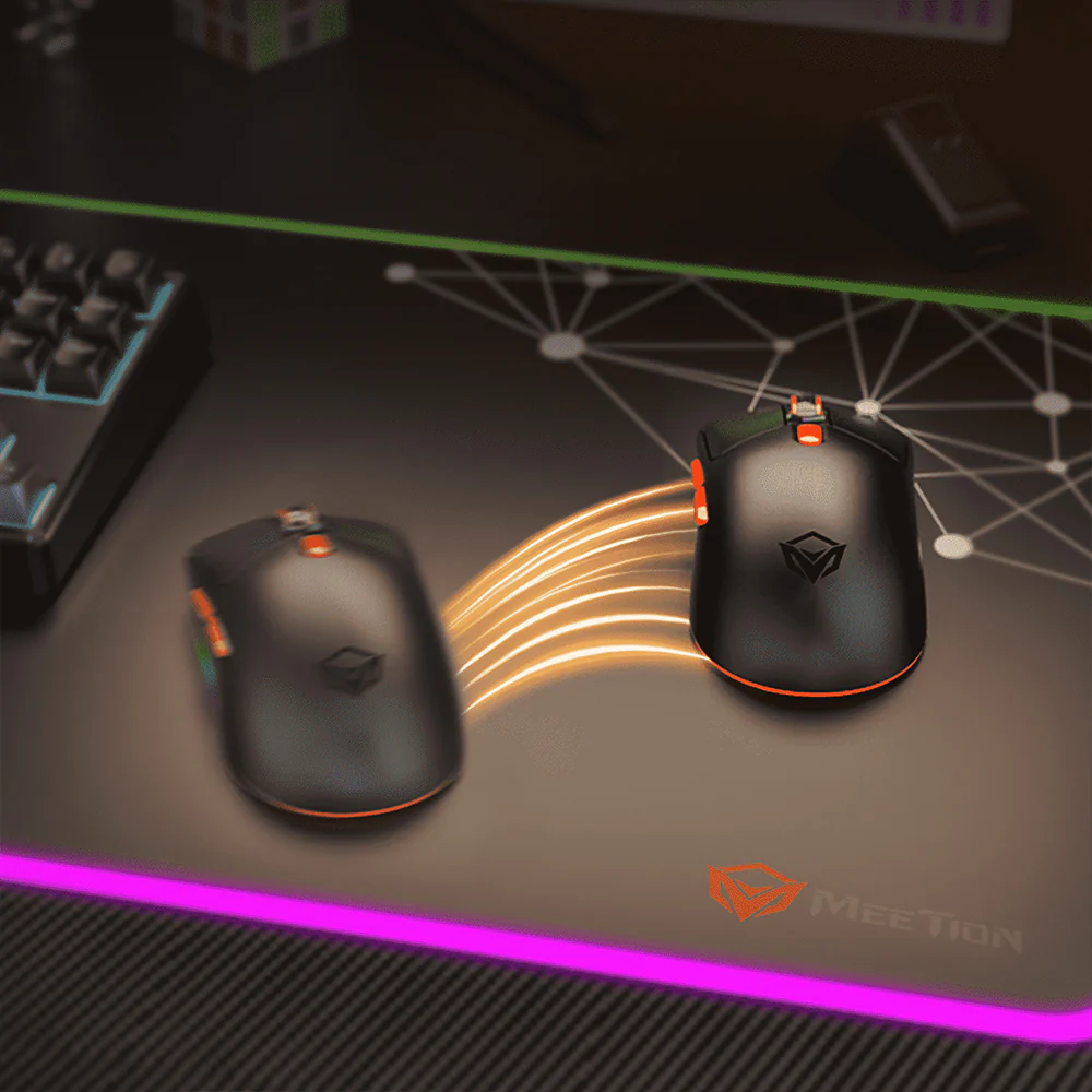Meetion Air GW38 Triple-Mode Rechargeable Bluetooth Wireless & Wired RGB Gaming Mouse 8000Dpi with Magnetic Charging Dock - Black - Image 13