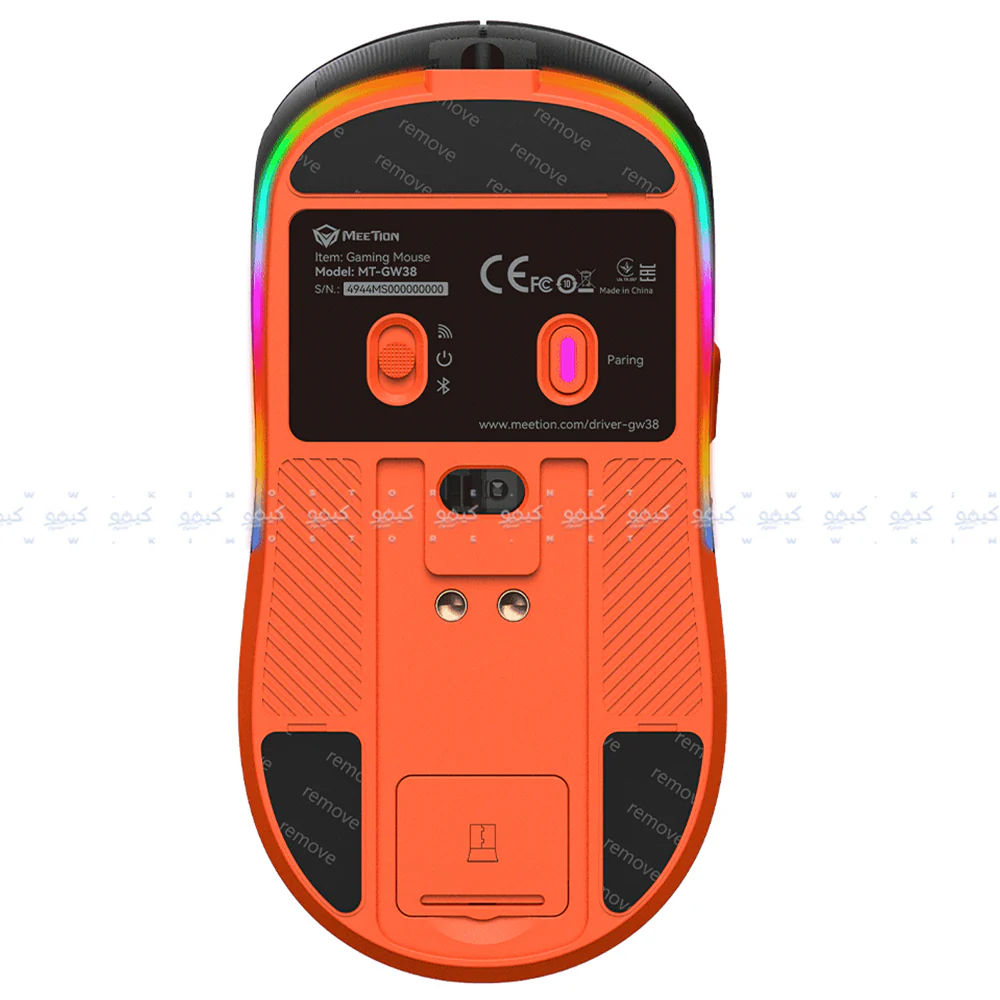 Meetion Air GW38 Triple-Mode Rechargeable Bluetooth Wireless & Wired RGB Gaming Mouse 8000Dpi with Magnetic Charging Dock - Black - Image 4