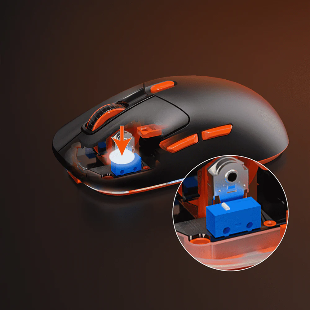 Meetion Air GW38 Triple-Mode Rechargeable Bluetooth Wireless & Wired RGB Gaming Mouse 8000Dpi with Magnetic Charging Dock - Black - Image 8