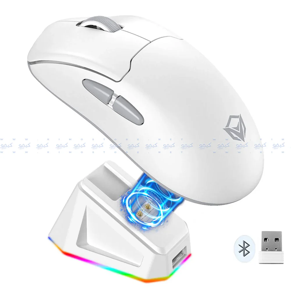 Meetion Air GW39 Triple-Mode Rechargeable Bluetooth Wireless & Wired Mouse 2600DPI With RGB Magnetic Charging Dock - Image 9
