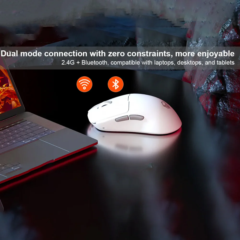 Meetion Air GW40 Pro Triple Mode Rechargeable Bluetooth Wireless & Wired Mouse 2600DPI - White - Image 7