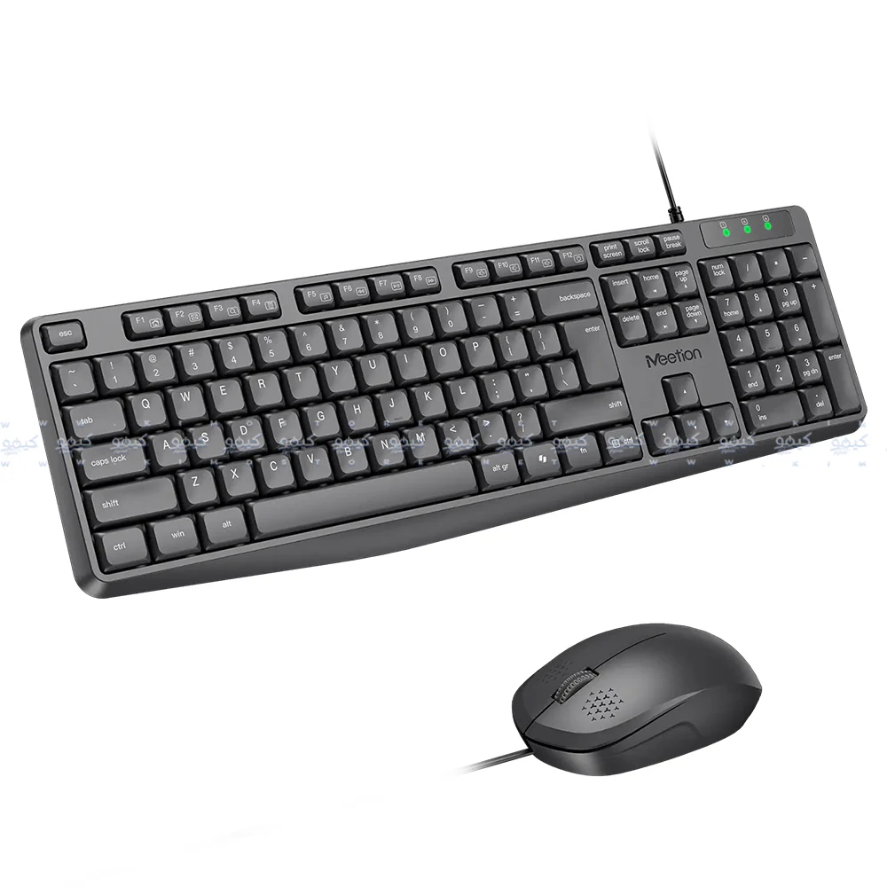 Meetion C235 Silent Wired Keyboard + Mouse Combo English & Arabic - Black - Image 4