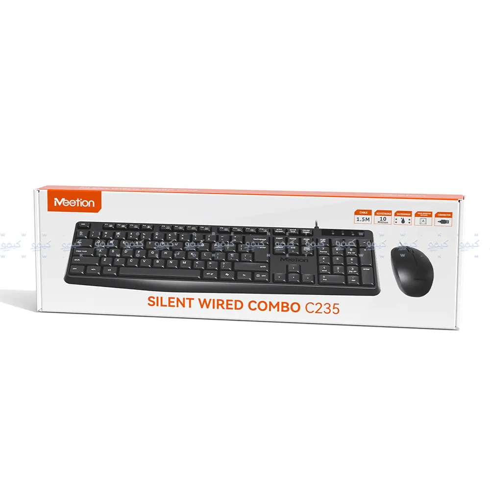 Meetion C235 Silent Wired Keyboard + Mouse Combo English & Arabic - Black - Image 8