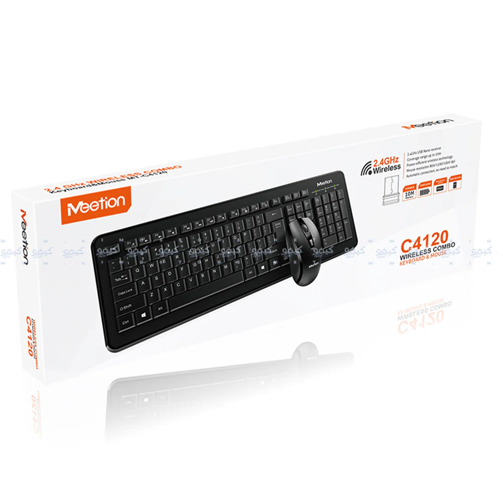 Meetion C4120 Little Wireless Keyboard + Mouse Combo English & Arabic - Black - Image 10