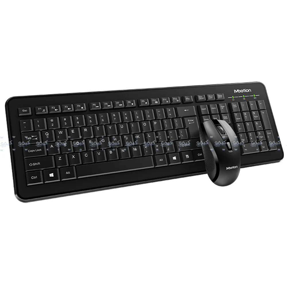 Meetion C4120 Little Wireless Keyboard + Mouse Combo English & Arabic - Black - Image 2