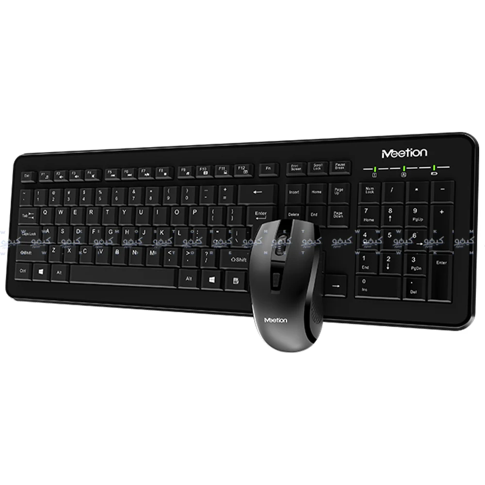 Meetion C4120 Little Wireless Keyboard + Mouse Combo English & Arabic - Black - Image 3