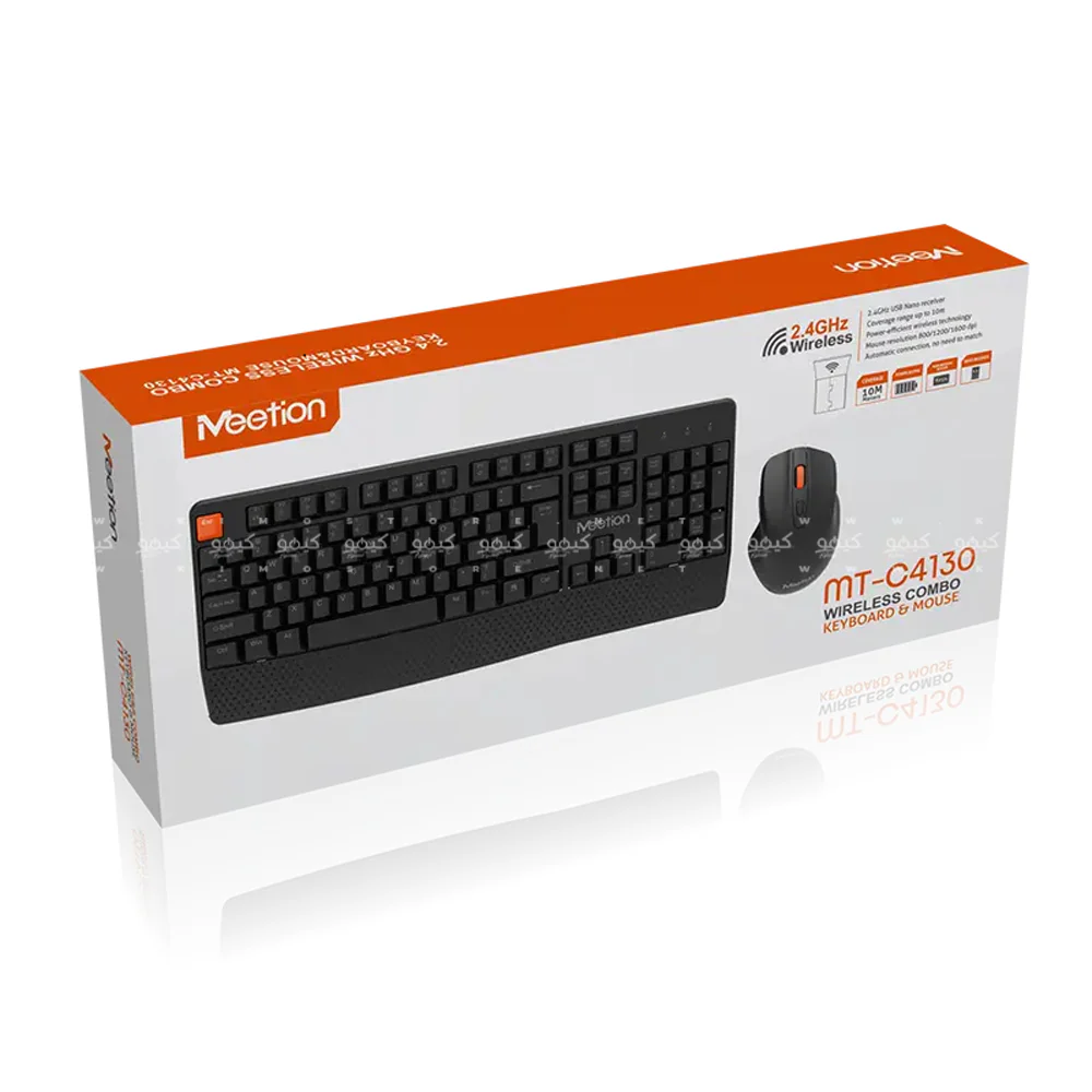 Meetion C4130 Wireless Keyboard + Mouse Combo English & Arabic - Black - Image 10