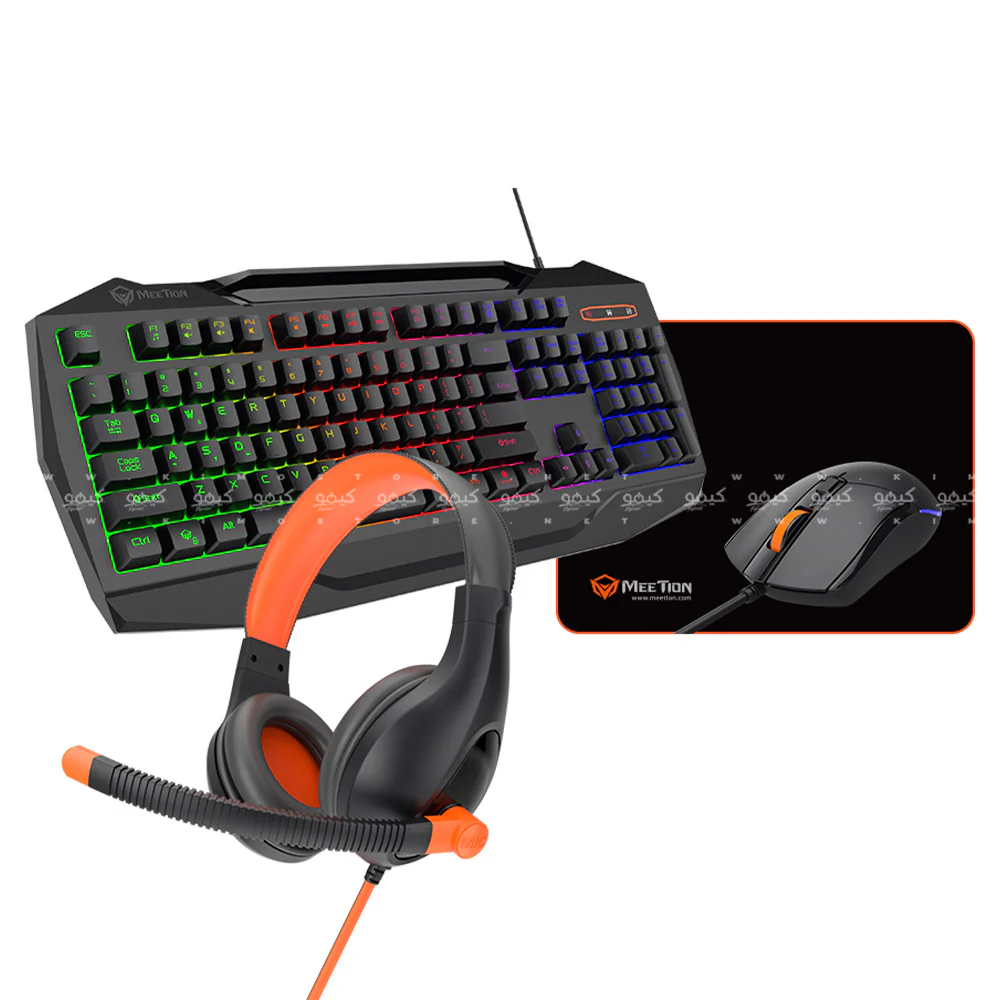 Meetion C490 4in1 Wired Rainbow Gaming Keyboard + Mouse + Mouse Pad + Headset Combo English & Arabic
