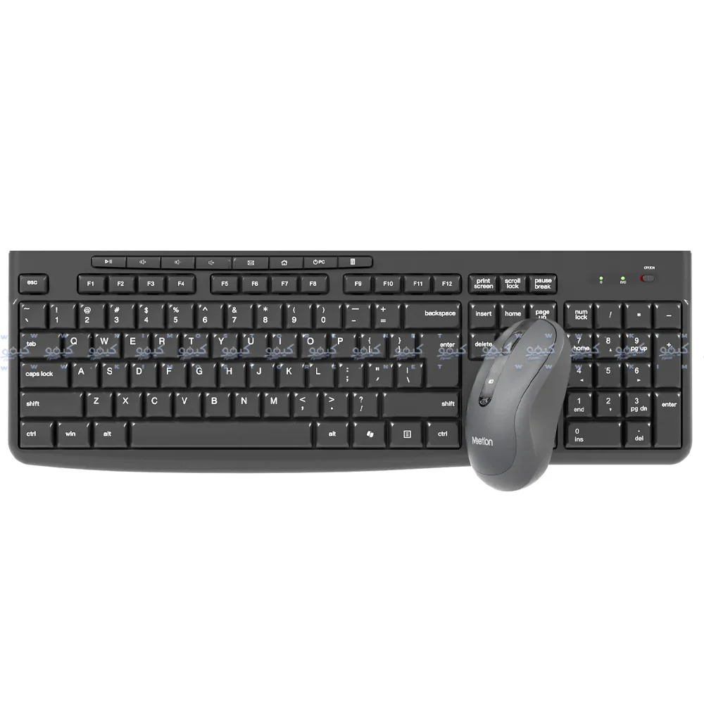 Meetion CW295 Silent Wireless Keyboard + Mouse Combo English & Arabic - Black - Image 2