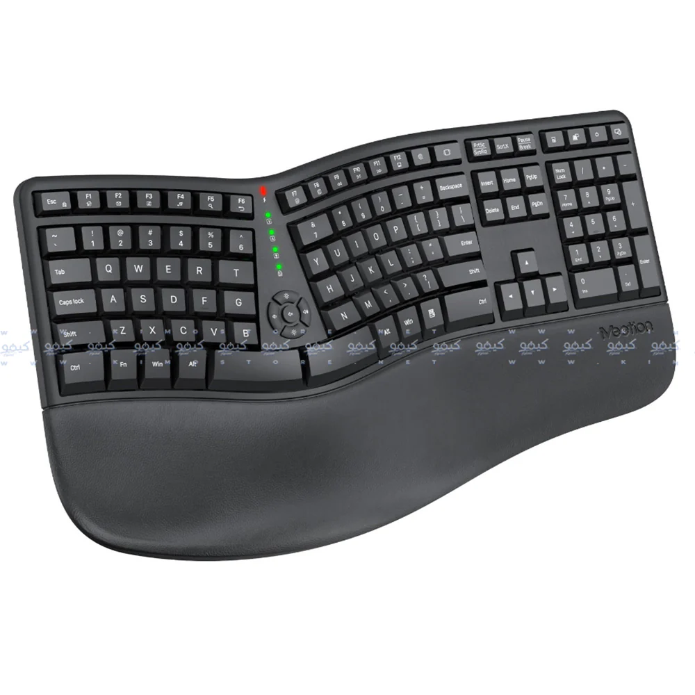 Meetion DirectorC Ergonomic Rechargeable Wireless Keyboard + Mouse Combo English & Arabic - Black - Image 4