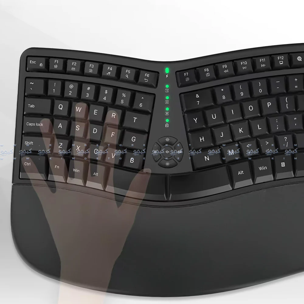 Meetion DirectorC Ergonomic Rechargeable Wireless Keyboard + Mouse Combo English & Arabic - Black - Image 6