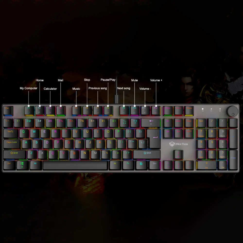 Meetion MK009 Red Switch Wired Rainbow Gaming Keyboard English & Arabic - Image 14