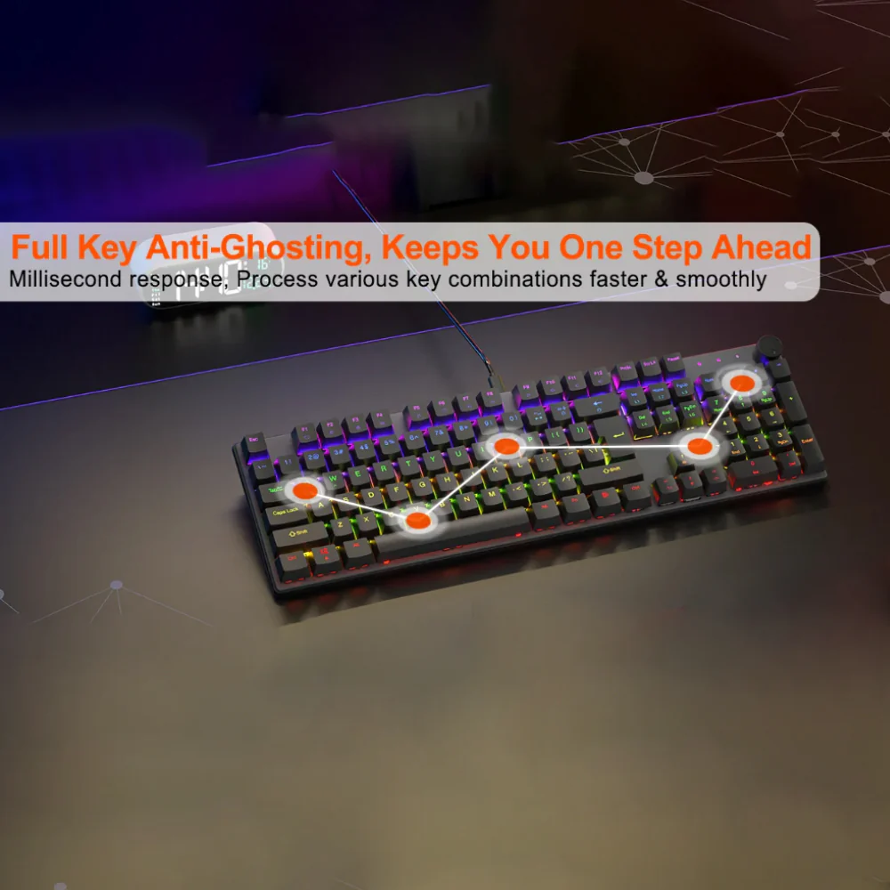 Meetion MK009 Red Switch Wired Rainbow Gaming Keyboard English & Arabic - Image 9