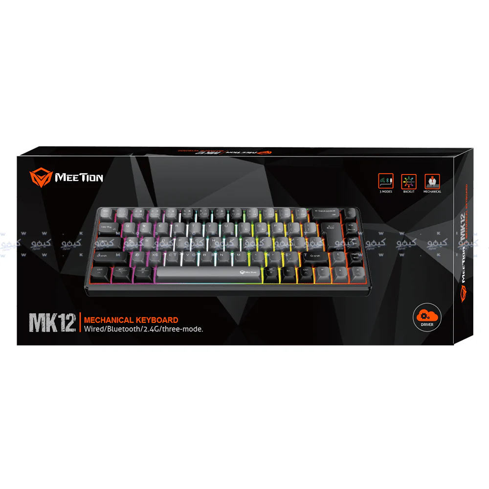 Meetion MK12 Triple-Mode Bluetooth Wireless & Wired RGB Gaming Keyboard English & Arabic - Image 7