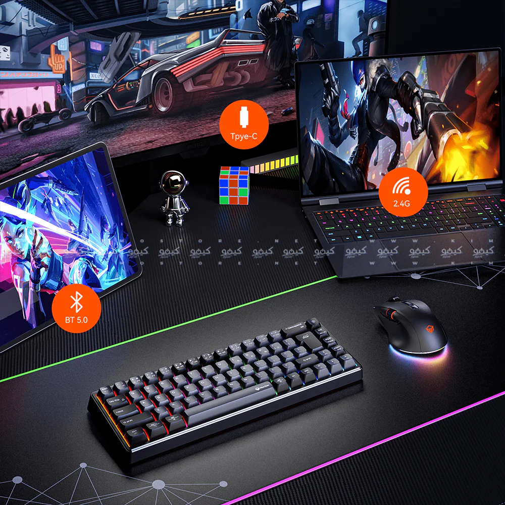 Meetion MK12 Triple-Mode Bluetooth Wireless & Wired RGB Gaming Keyboard English & Arabic - Image 8