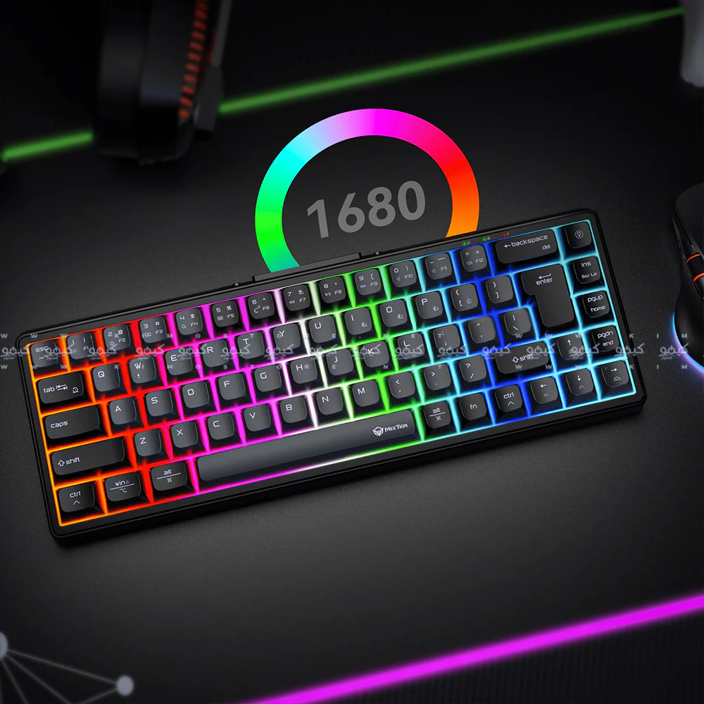 Meetion MK12 Triple-Mode Bluetooth Wireless & Wired RGB Gaming Keyboard English & Arabic - Image 9