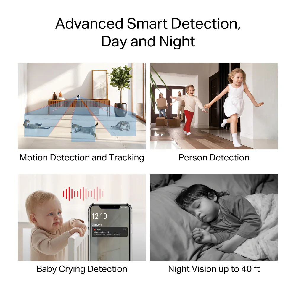 Mercusys MC200 Wi-Fi Pan & Tilt Indoor Security Camera 2MP 4mm (Mic) - Image 4