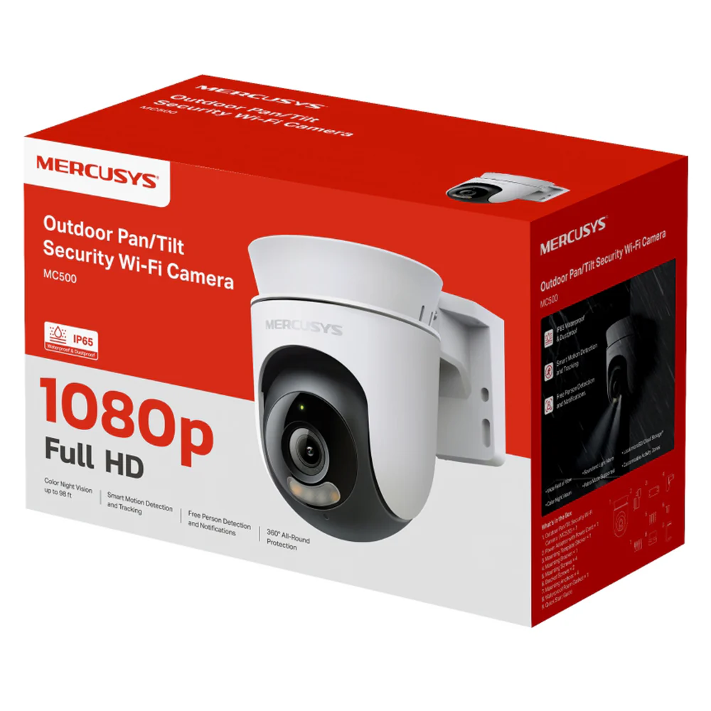 Mercusys MC500 Wi-Fi Pan & Tilt Outdoor Security Camera 2MP 4mm (Mic) - Image 2