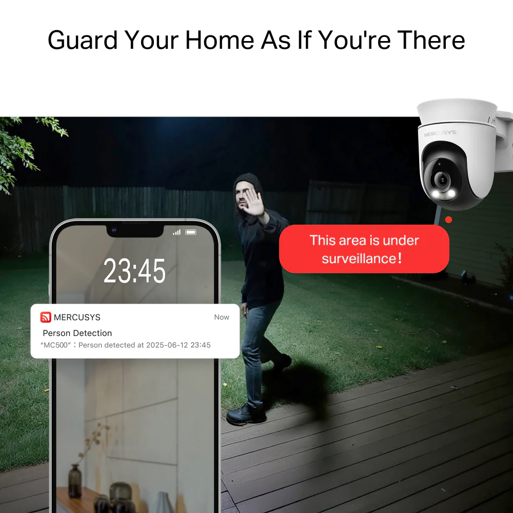 Mercusys MC500 Wi-Fi Pan & Tilt Outdoor Security Camera 2MP 4mm (Mic) - Image 8