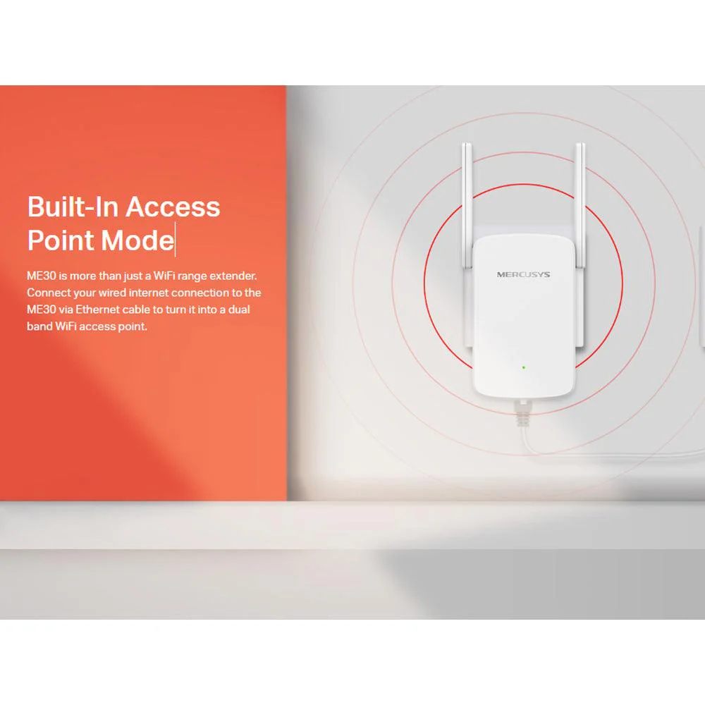 Mercusys ME30 AC1200 Wi-Fi Range Extender 1 Port 2 Antenna 1200Mbps - Image 6