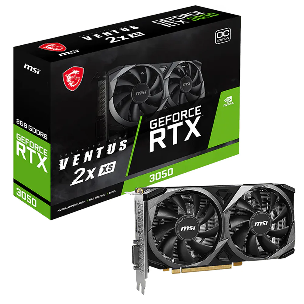 MSI GeForce RTX 3050 Ventus 2X XS OC 8GB GDDR6 Graphics Card