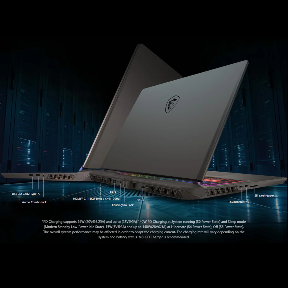 MSI Vector 16 HX AI A2XWHG-070EG Laptop (Intel Core Ultra 9 275HX - 32GB Ram - M.2 NVMe 1TB - Nvidia RTX 5070 Ti 12GB - 16 Inch QHD+ IPS 240Hz - Win11) - Cosmos Gray - Image 12