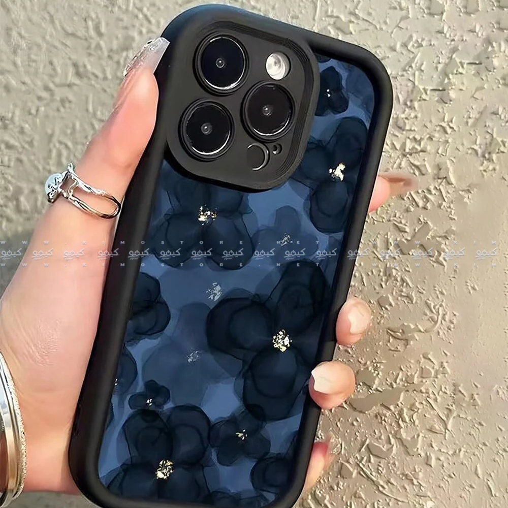 Navy Blue Floral Creative Pattern Matte Finish Phone Cover - Image 4