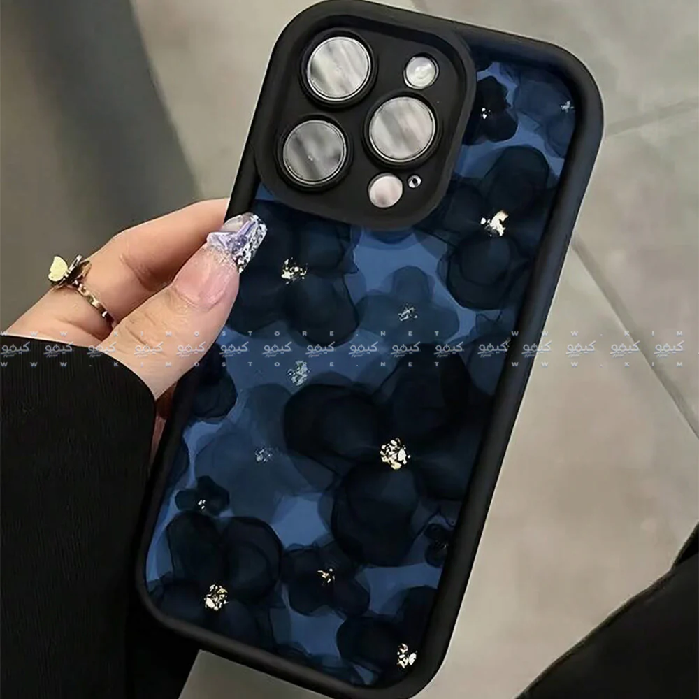 Navy Blue Floral Creative Pattern Matte Finish Phone Cover - Image 5