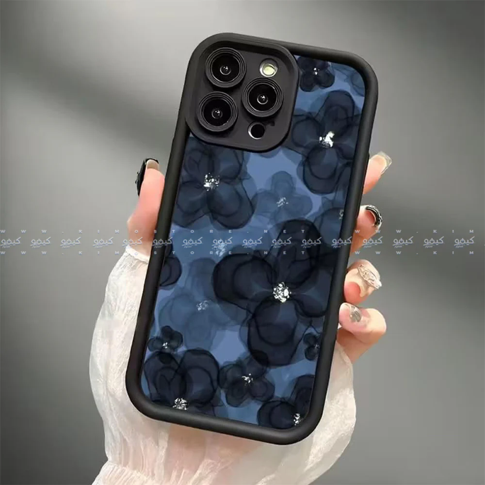 Navy Blue Floral Creative Pattern Matte Finish Phone Cover - Image 6