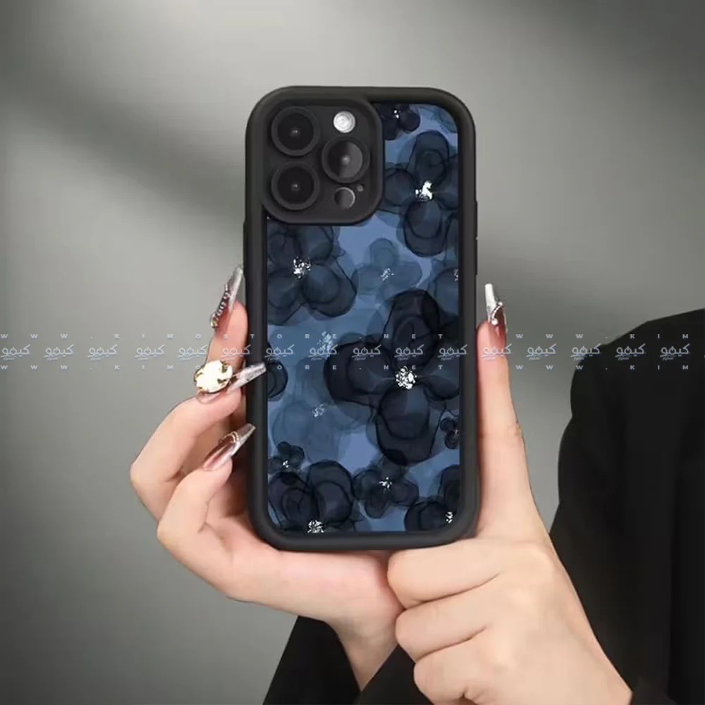 Navy Blue Floral Creative Pattern Matte Finish Phone Cover - Image 7