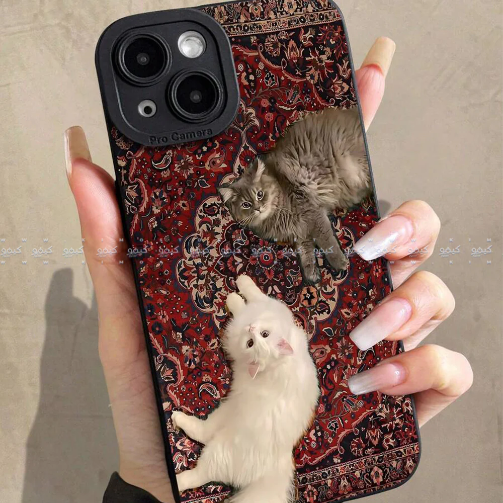 Nordic Retro Carpet Pattern Black & White Cat Eye Pattern Phone Cover - Image 3