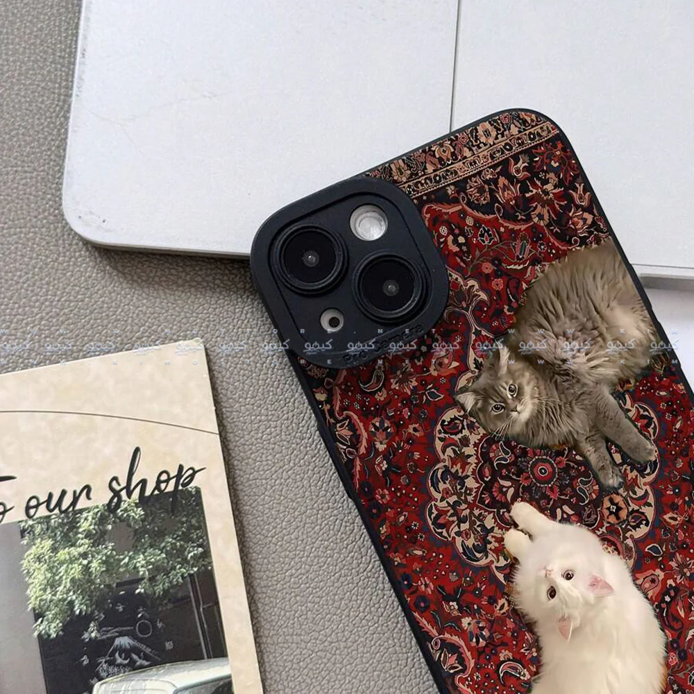 Nordic Retro Carpet Pattern Black & White Cat Eye Pattern Phone Cover - Image 4