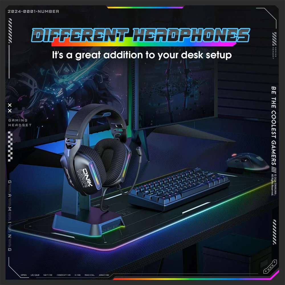 Onikuma X12 RGB Gaming Headset - Black - Image 10