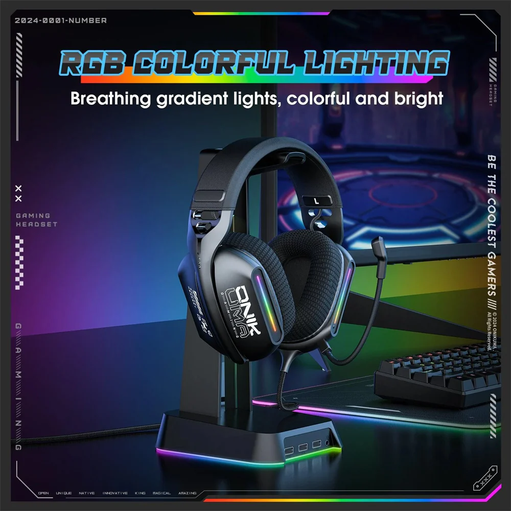 Onikuma X12 RGB Gaming Headset - Black - Image 7