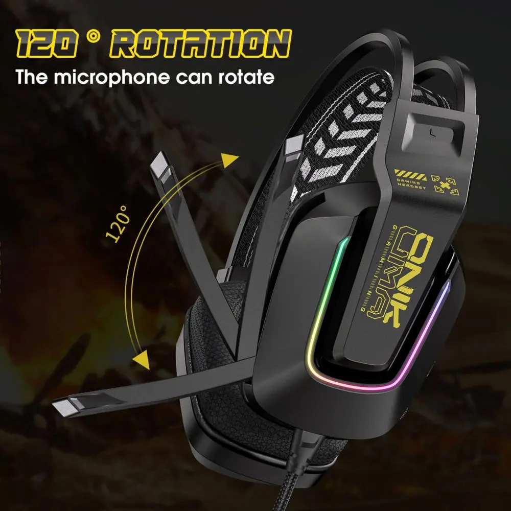 Onikuma X13 RGB Gaming Headset - Black - Image 5