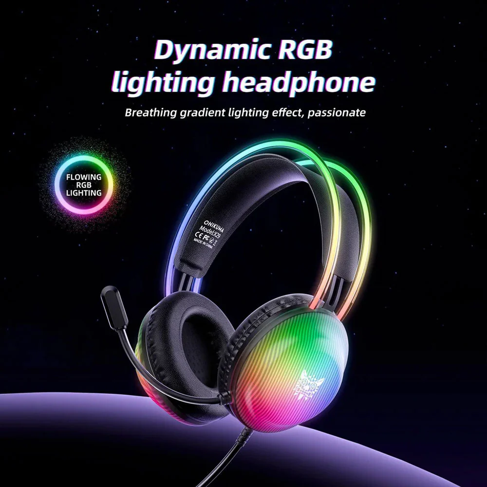 Onikuma X29 RGB Gaming Headset - Black - Image 10