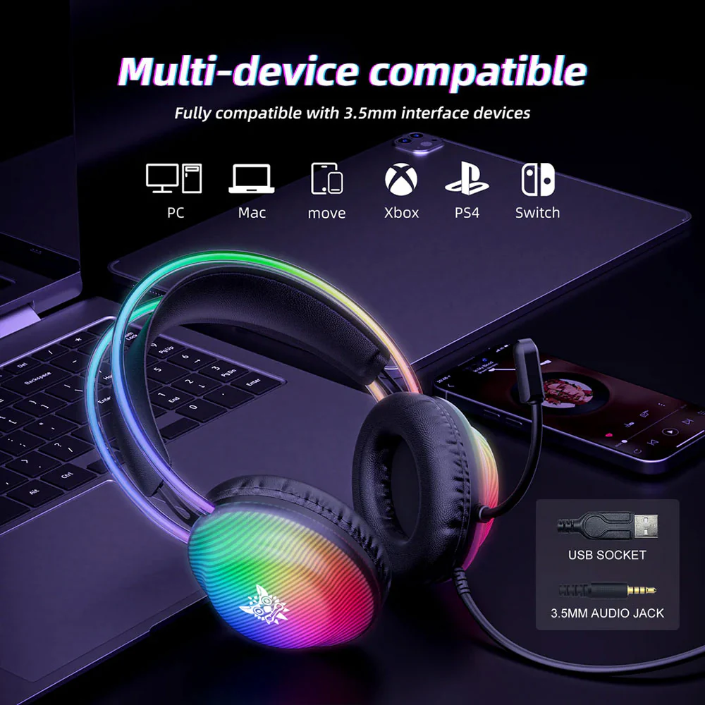 Onikuma X29 RGB Gaming Headset - Black - Image 12