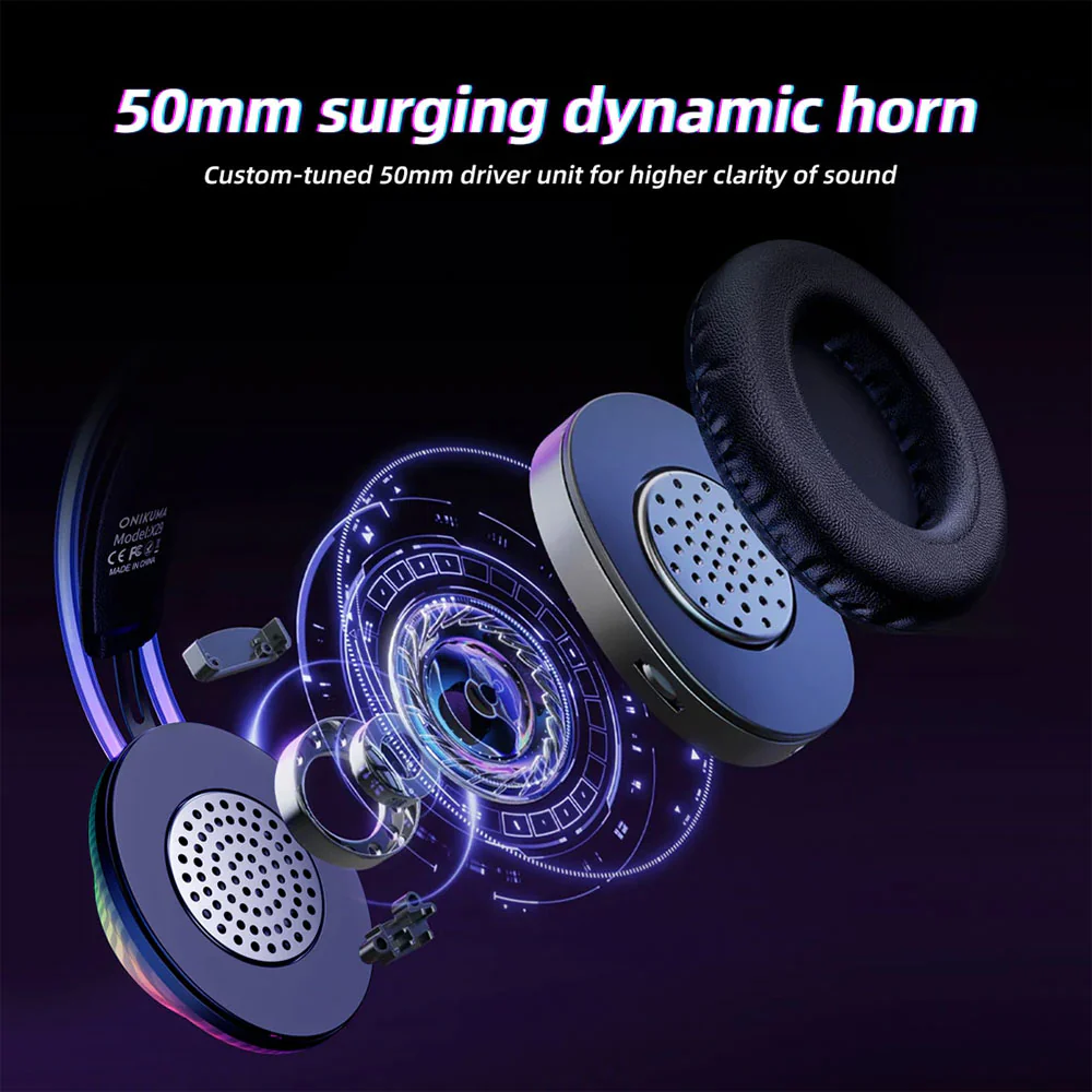 Onikuma X29 RGB Gaming Headset - Black - Image 9