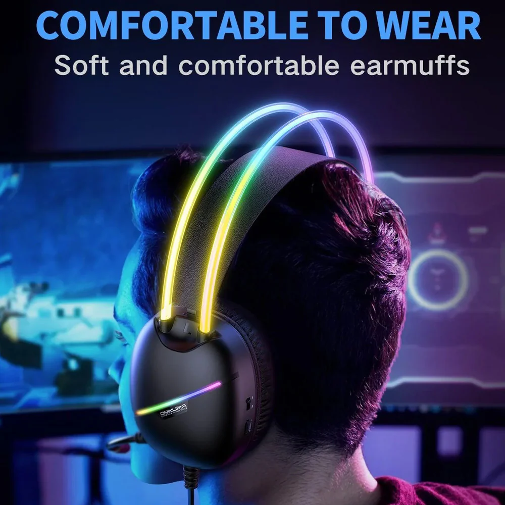 Onikuma X33 RGB Gaming Headset - Black - Image 4